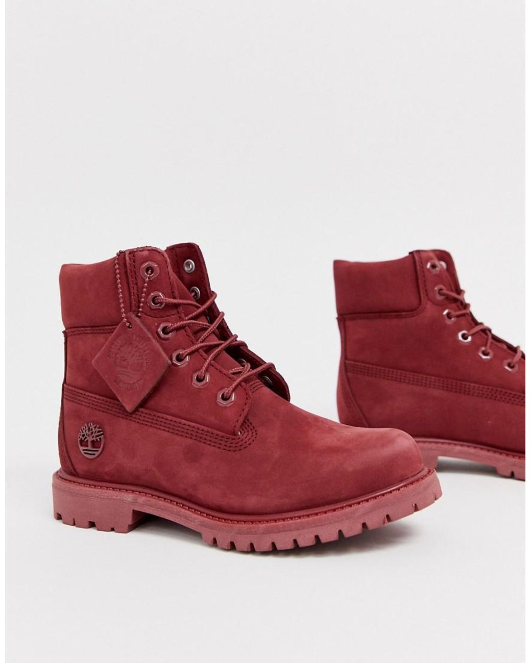 timberland red lace boots
