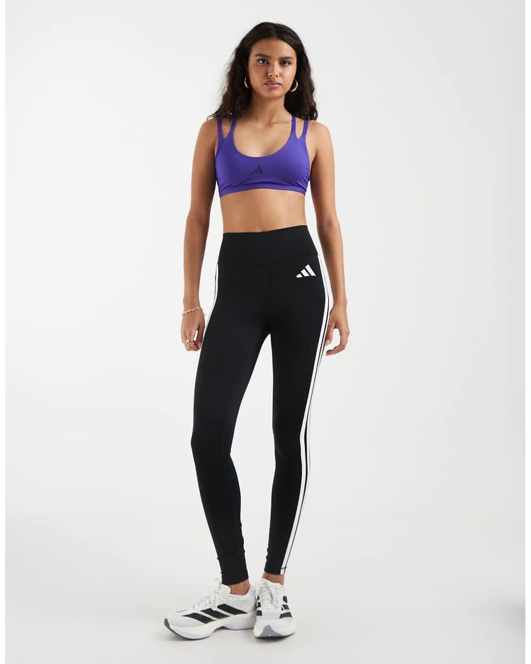 Adidas Originals Blue Adidas Training Optime Light Support Strappy Sports Bra