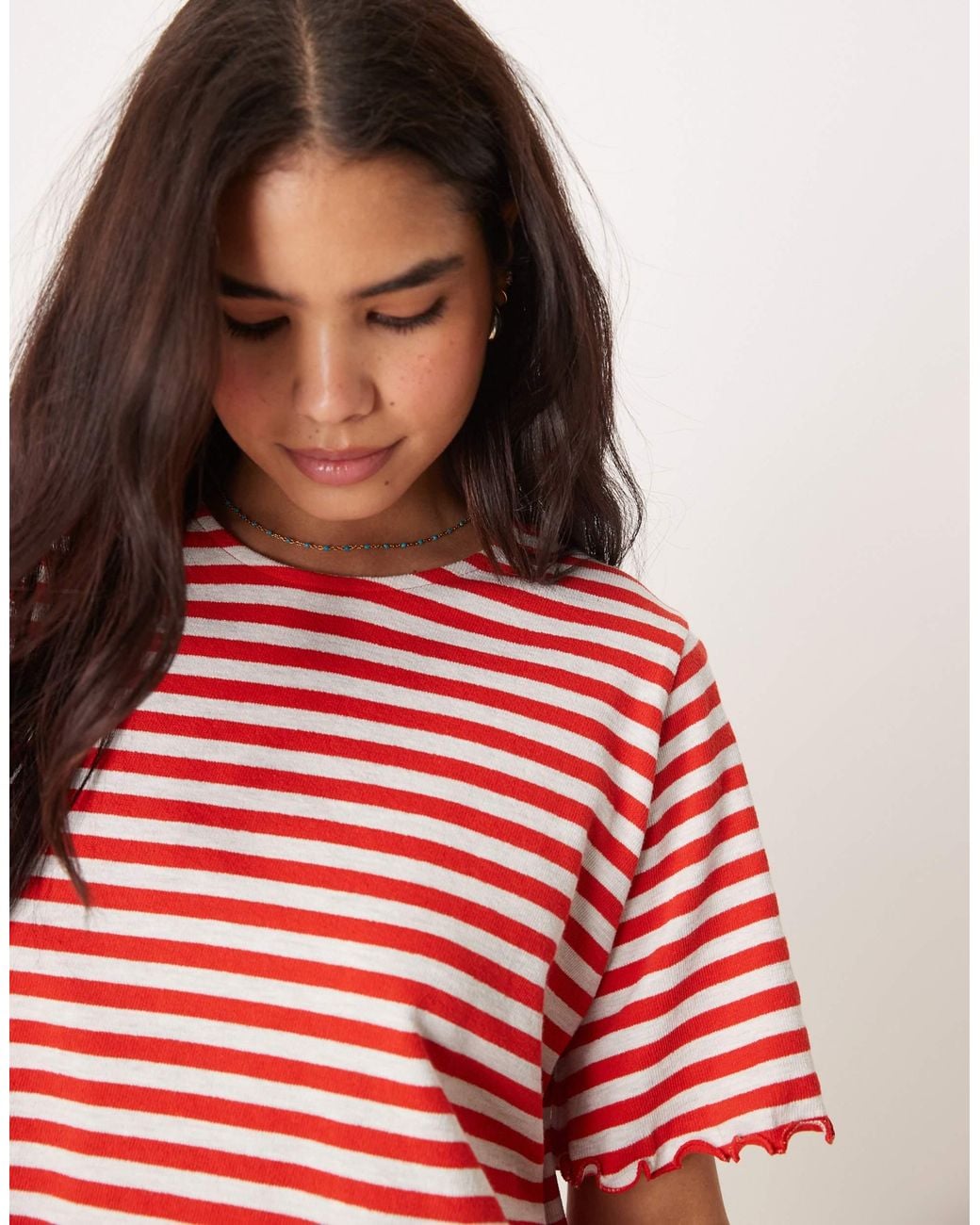 ASOS Red Lettuce Hem Cropped Tee