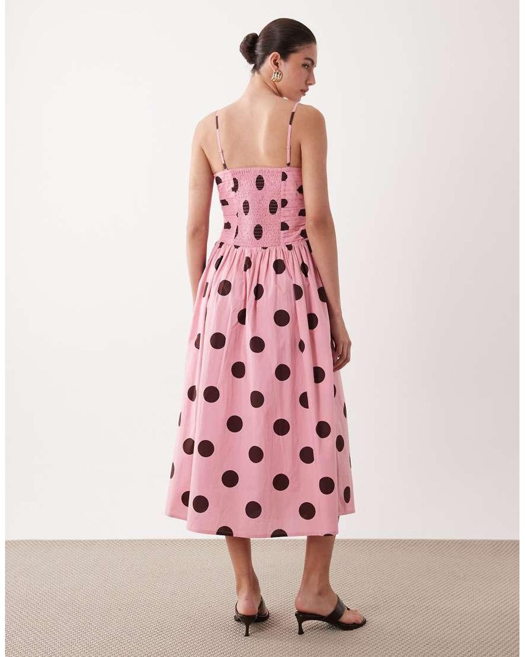 Nobody's Child Pink Felicity Cotton Cami Pleated Bust Midi Dress