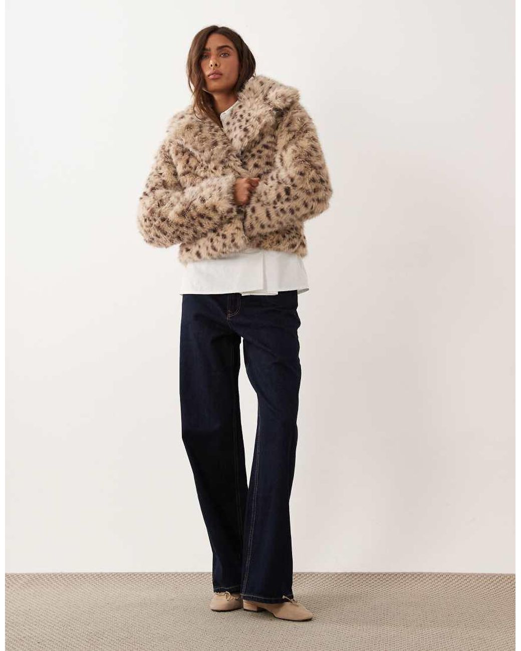 Miss Selfridge Brown Faux Fur Crop Jacket