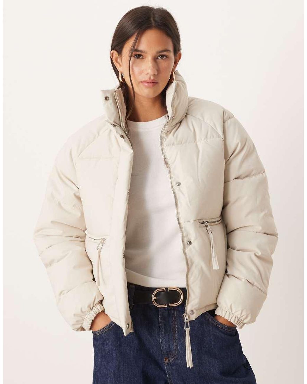 Jdy Blue Zip Detail Padded Coat