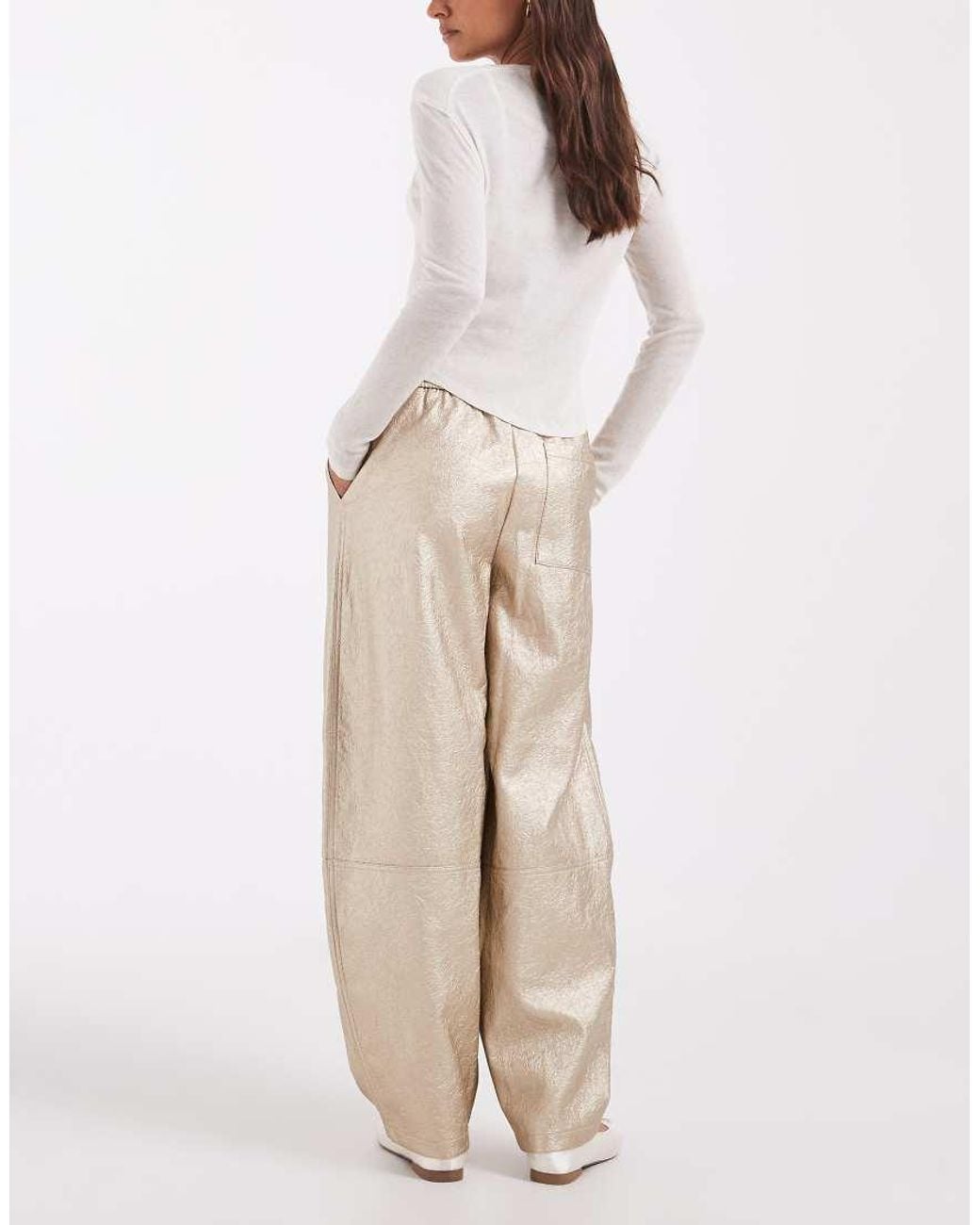 ASOS Natural Tailored Faux Leather Tapered Trouser