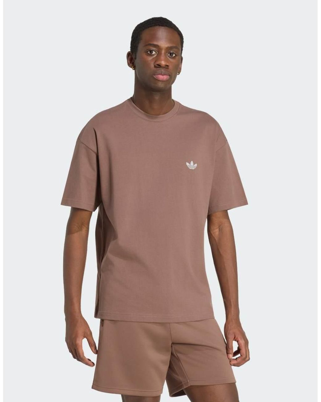 Adidas Originals Brown Trefoil Essentials Spacer Loose Tee for men