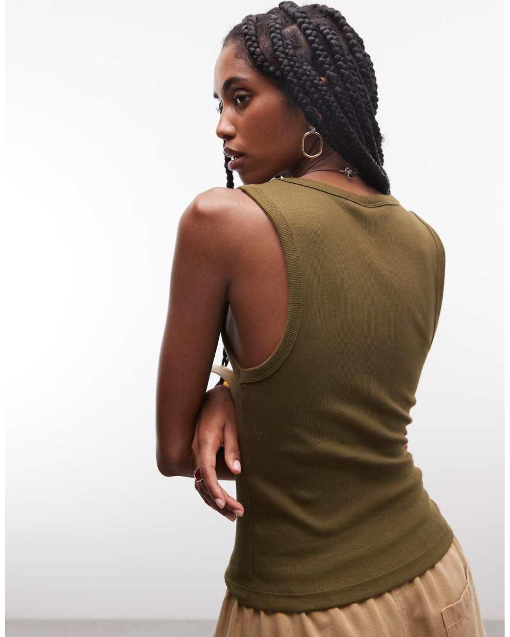 ASOS Green Thick Binding Rib Scoop Neck Vest