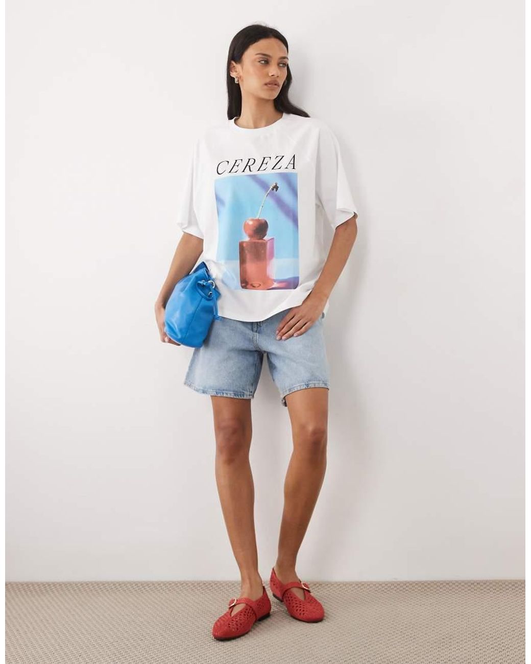 ASOS White Oversized T-Shirt With Cherry Graphic