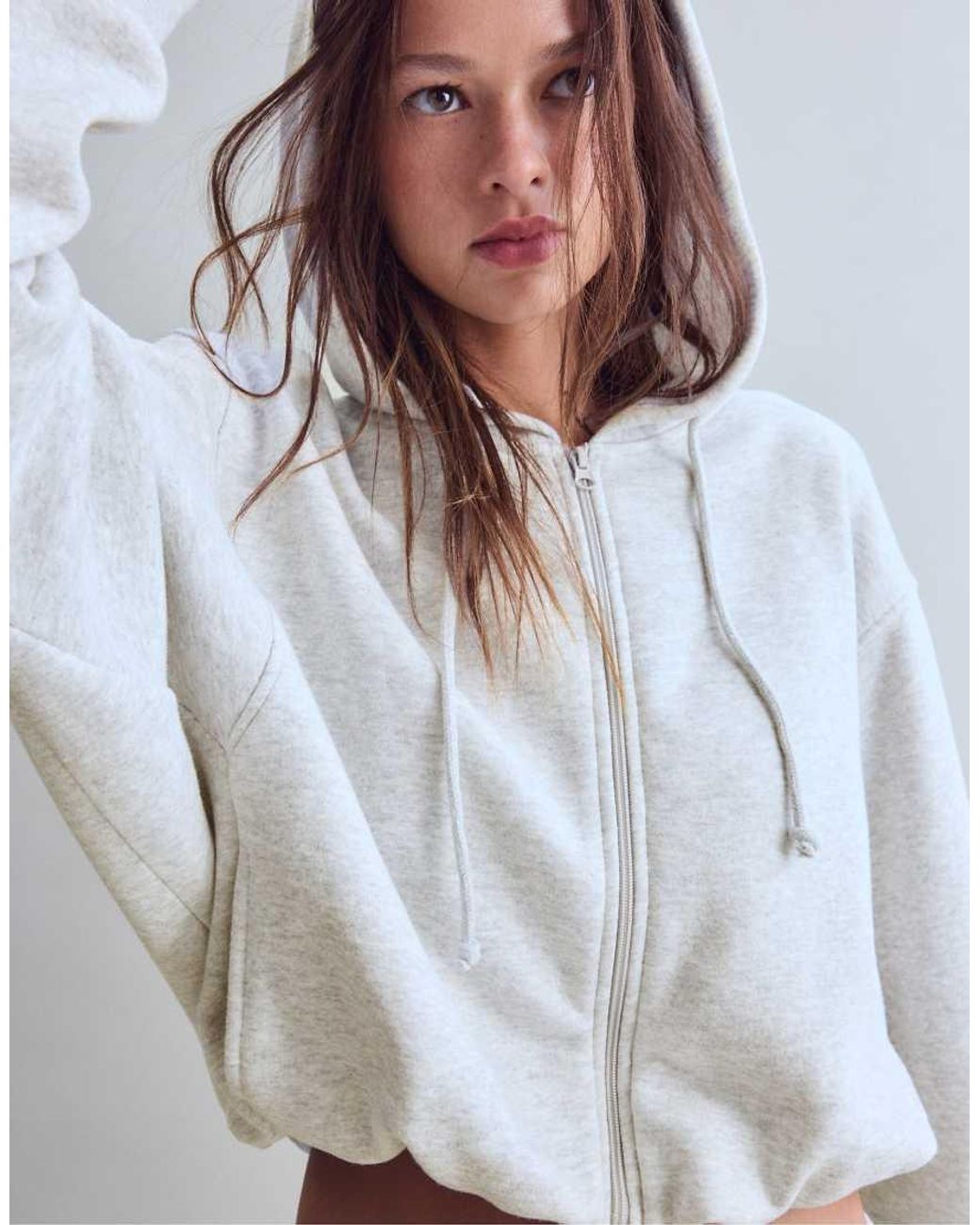 Stradivarius Gray Puffed Sweatshirt