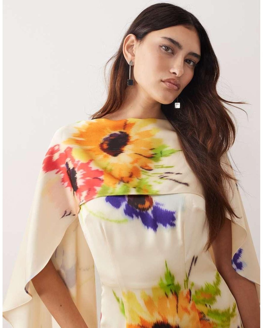 ARRANGE Natural Scarf Neck Maxi Dress With Square Cut Hem