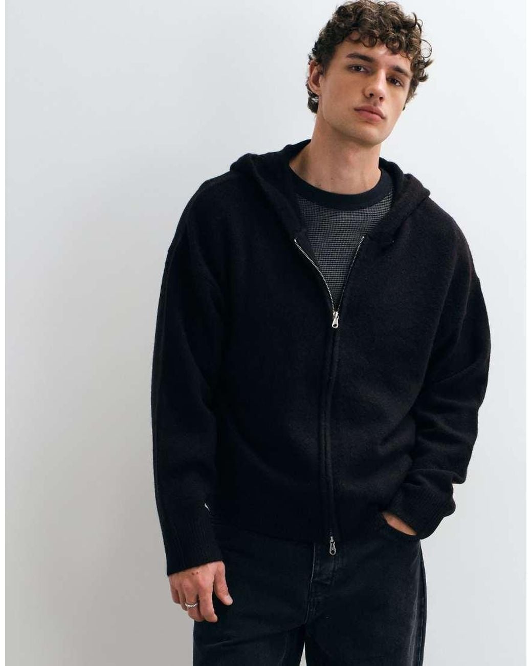 Jack & Jones Blue Knit Zip Up Hoodie for men