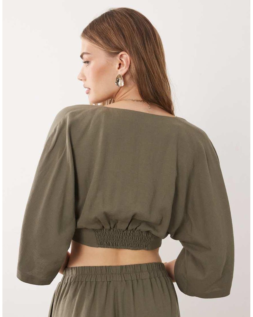 ASOS Brown Batwing Wrap Detail Top