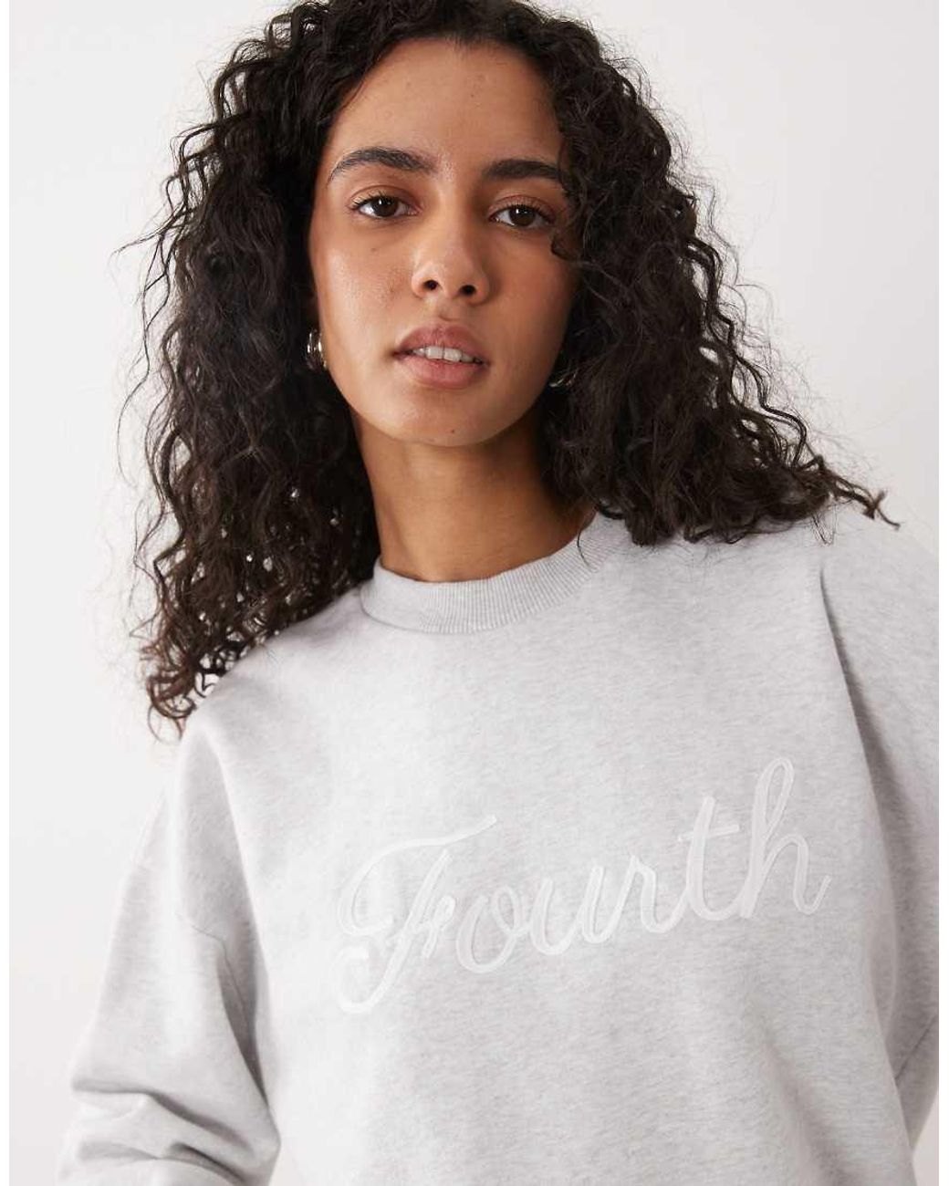 4th & Reckless Gray Cotton 'fourth' Loopback Front Graphic Sweatshirt