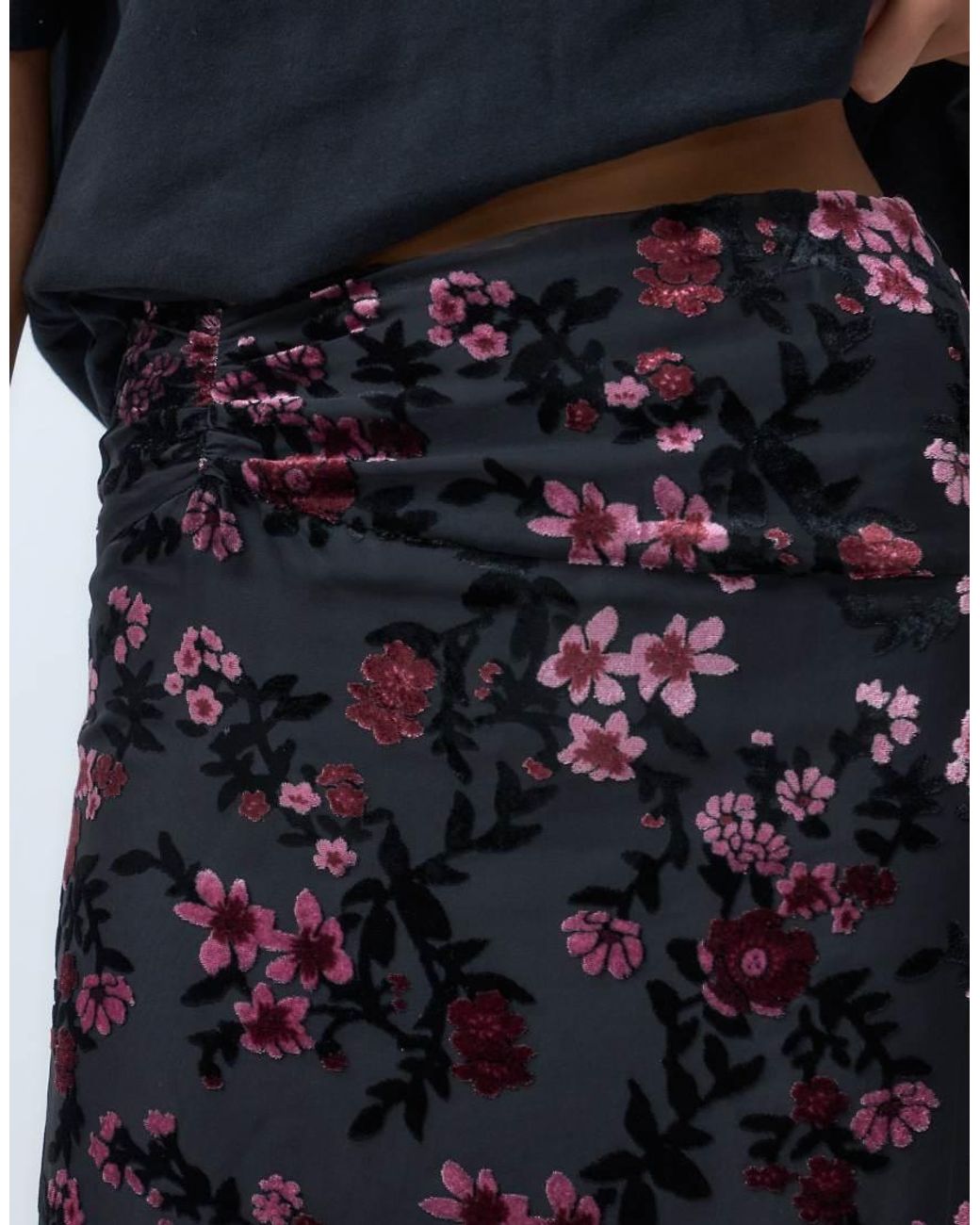 Motel Blue Nirbana Devore Floral Maxi Skirt