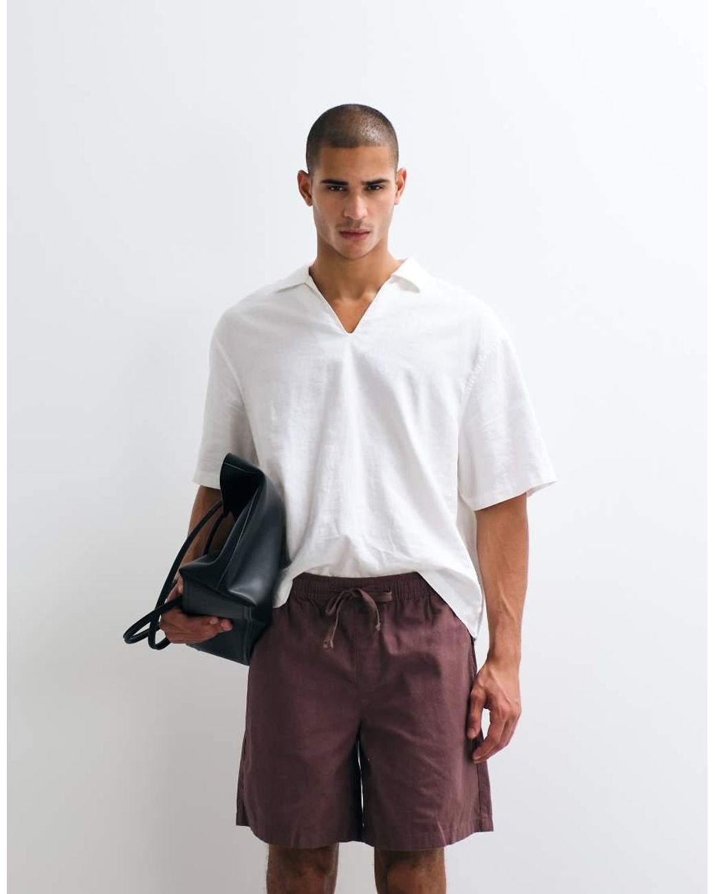 ASOS White Linen Blend Shorts for men
