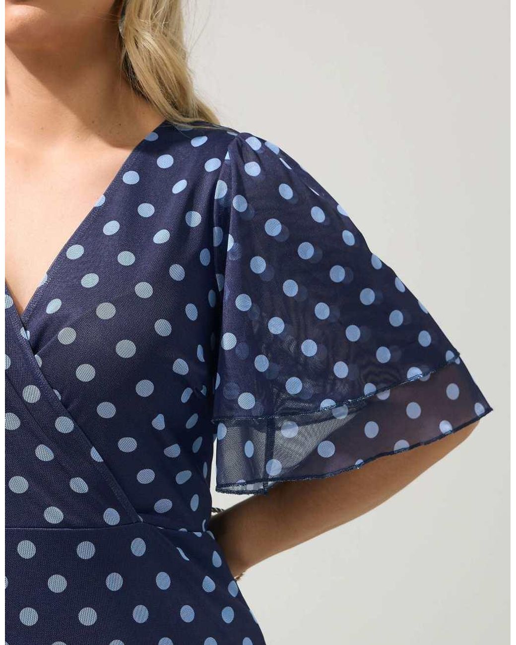 Yours Clothing Blue Polka Dot Wrap Dress
