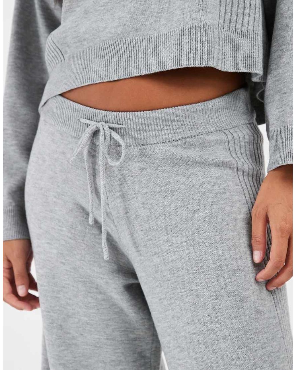 Only Petite Gray Wide Leg Knitted Trousers Co-ord