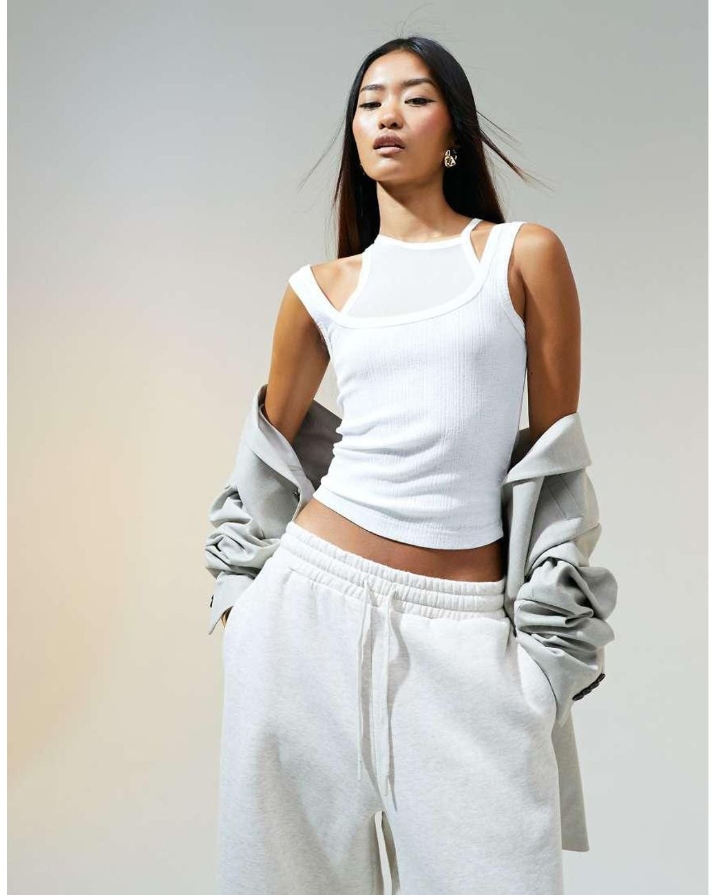 ASOS White Oversized jogger With Turnback Hem Detail