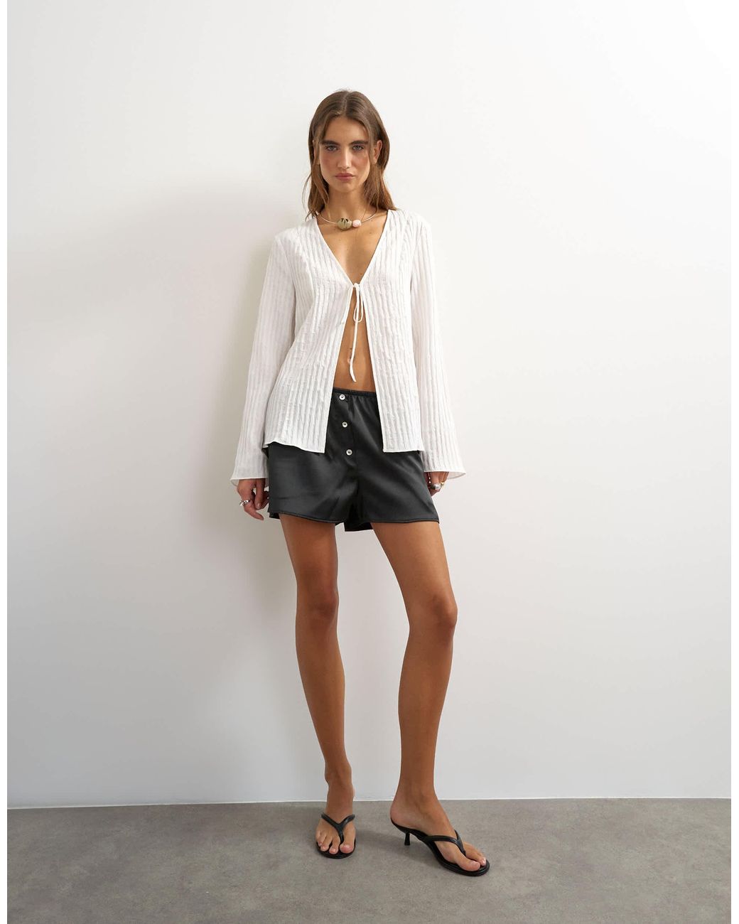 TOPSHOP White Bluse mit bindedetail