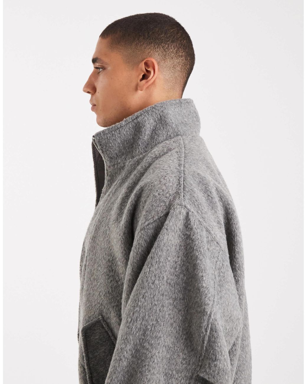 ASOS Gray Wool Look Bomber for men