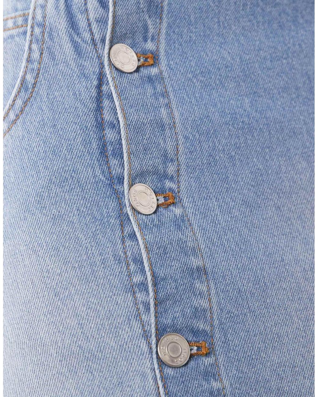 ASOS Blue Low Waist Denim Pencil Skirt