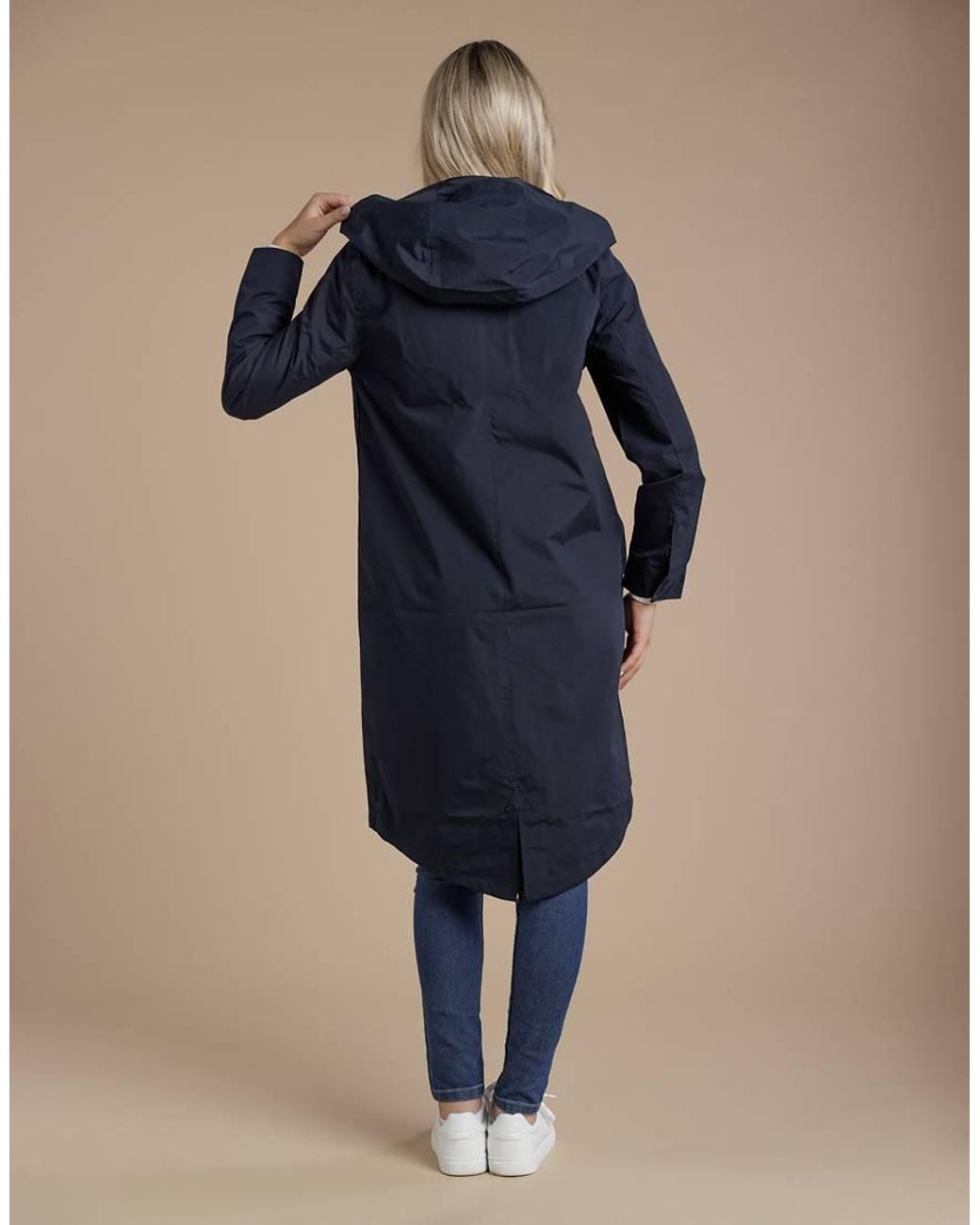 French Connection Blue Longline Hooded Parka Jacket