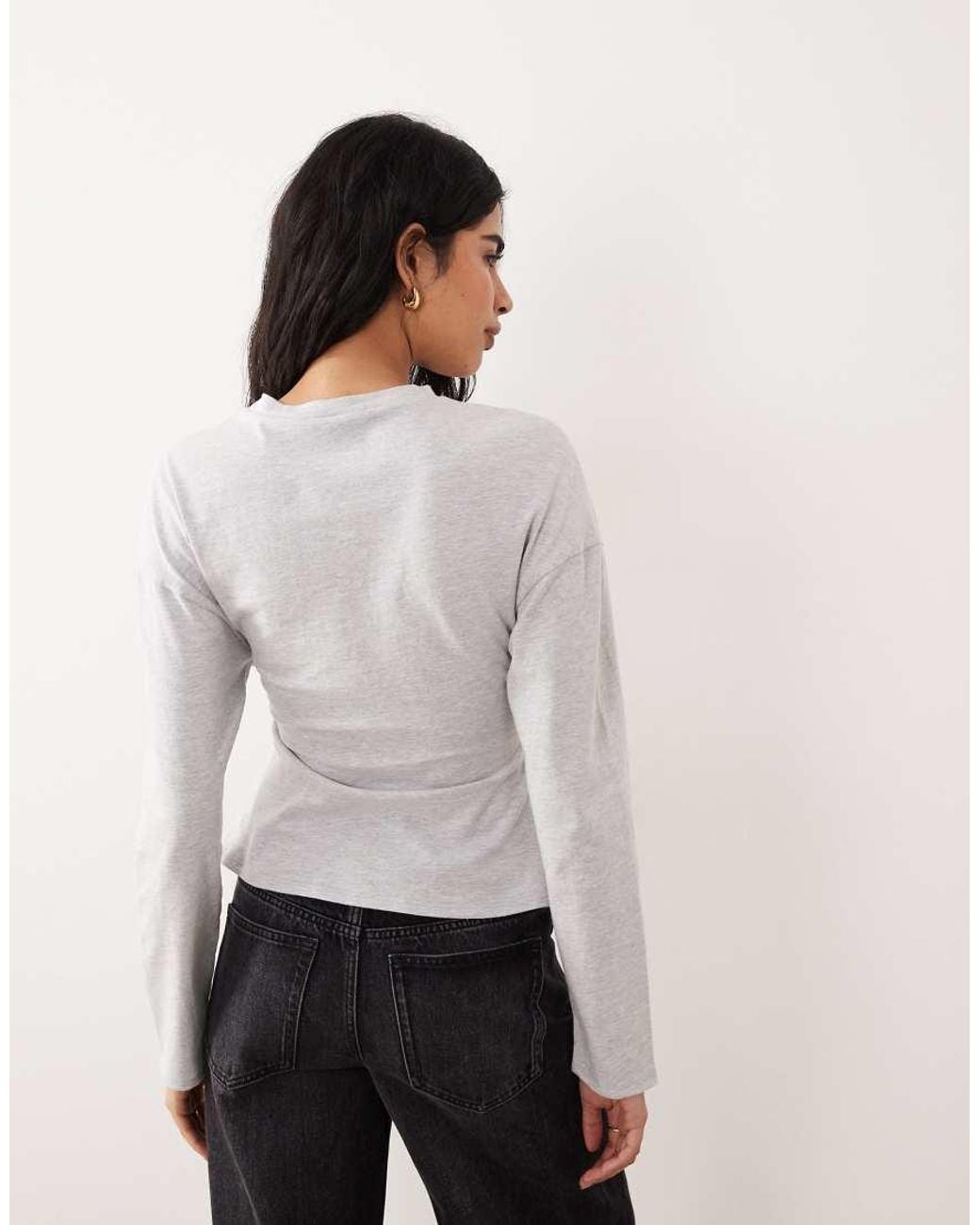 ASOS White Long Sleeve Wrap T-shirt