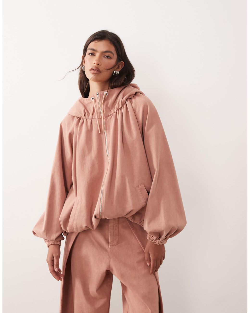 ARRANGE Pink Drawstring Volume Sleeve Jacket