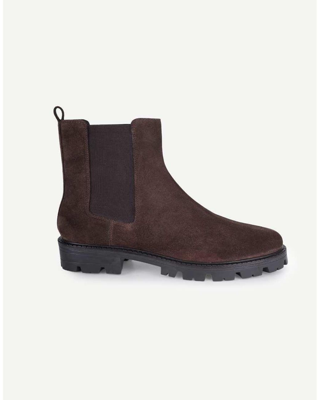 OFF THE HOOK Brown Nova Suede Chunky Sole Chelsea Boots