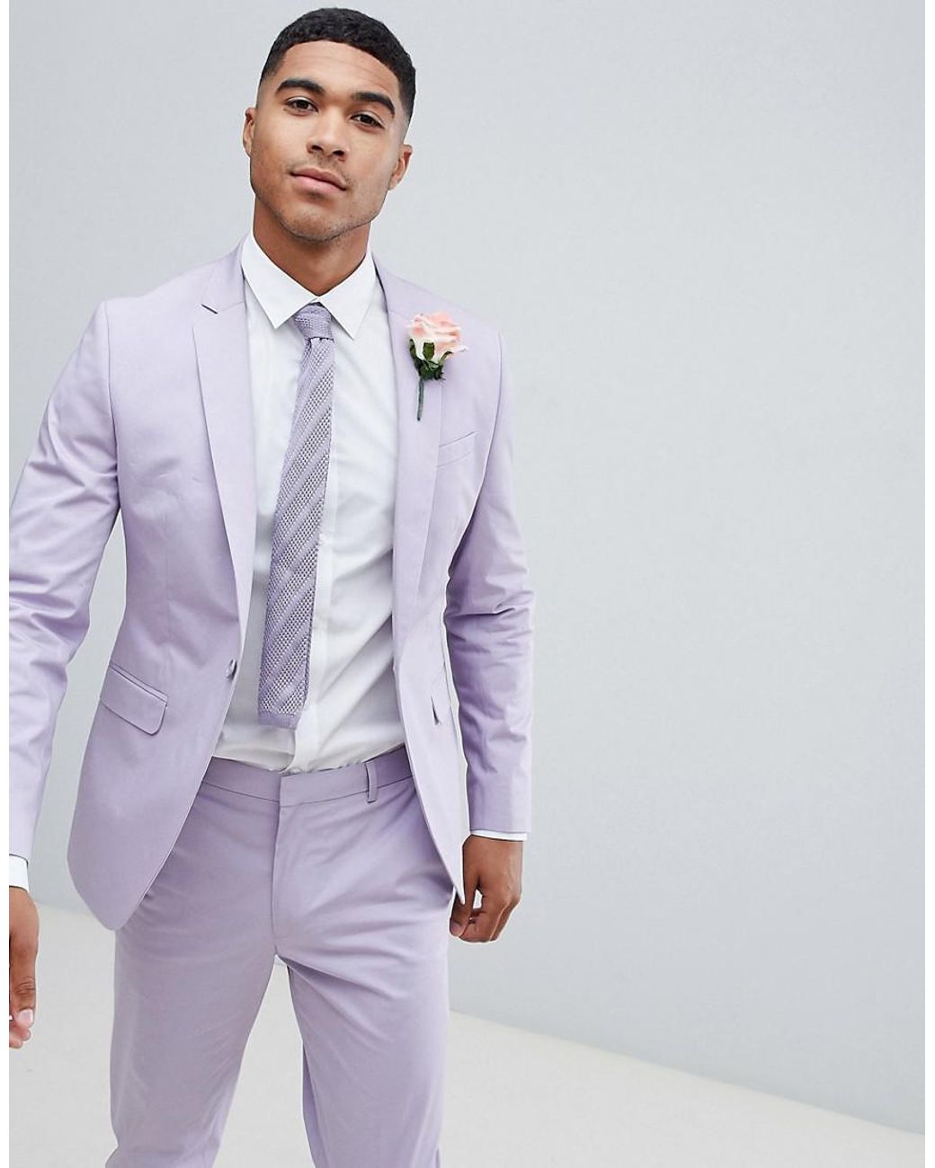 ASOS Wedding Skinny Suit Jacket In Stretch Cotton In Lilac in Purple ...