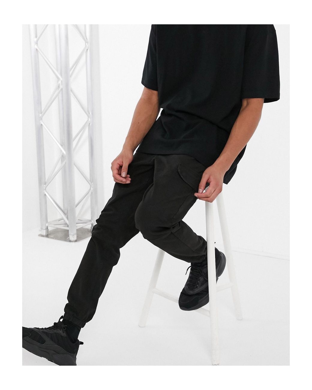 TOPMAN Skinny Cargo Pants in Black for Men | Lyst UK