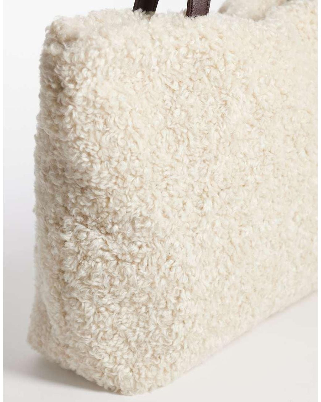 PASQ Natural Faux Fur Tote Bag