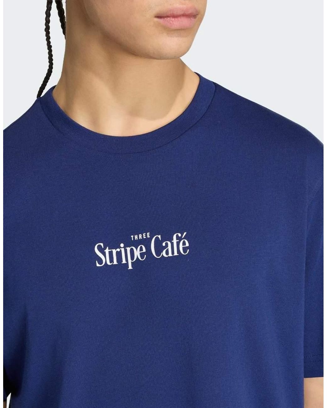 Adidas Originals Blue Coffee Cafe Donut Bag Graphic T-Shirt for men