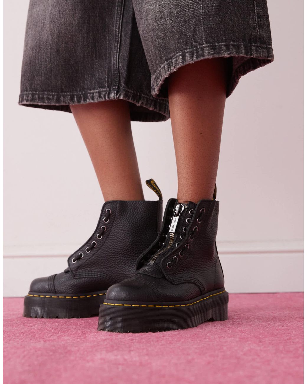 Dr. Martens Black Sinclair Milled Nappa Leather Platform Boots