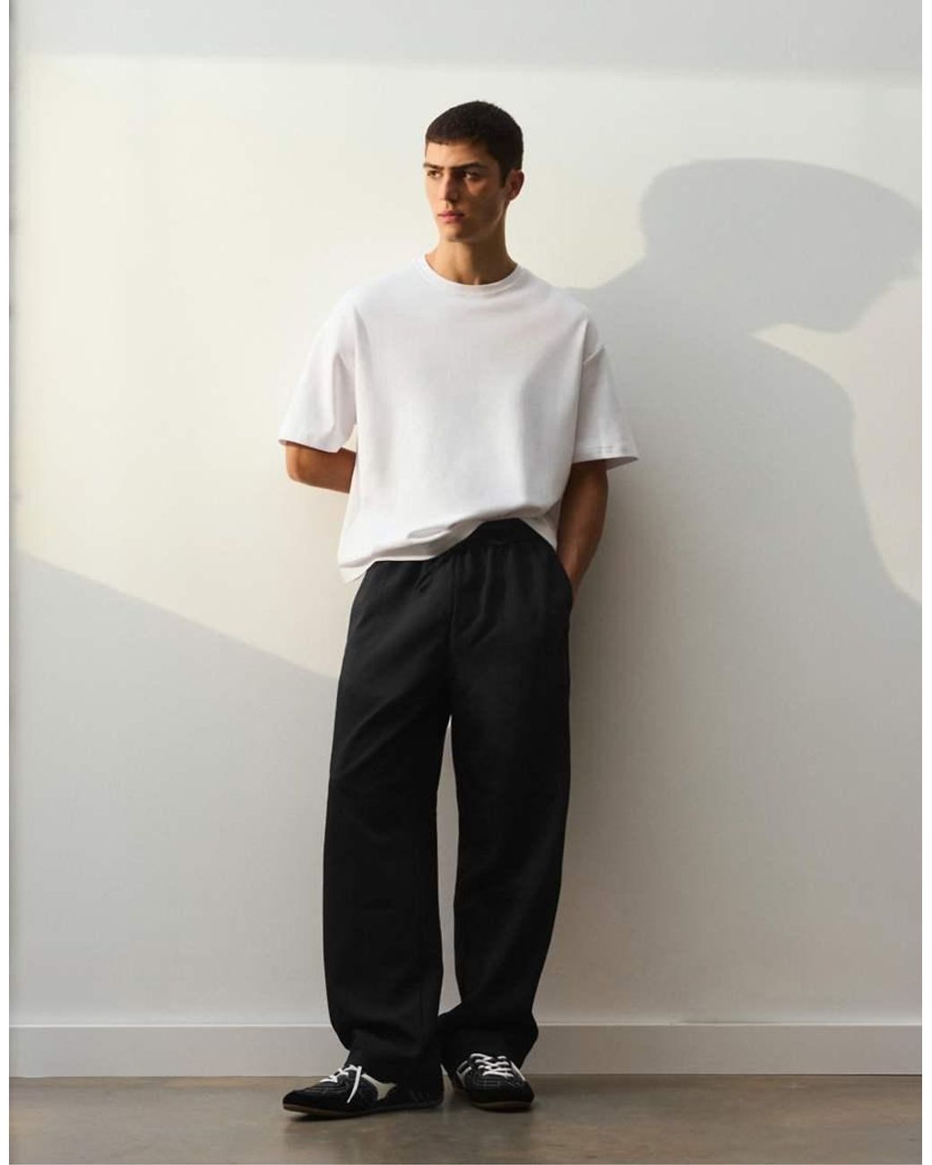 Pull&Bear White Tailored Fit jogger Trousers for men