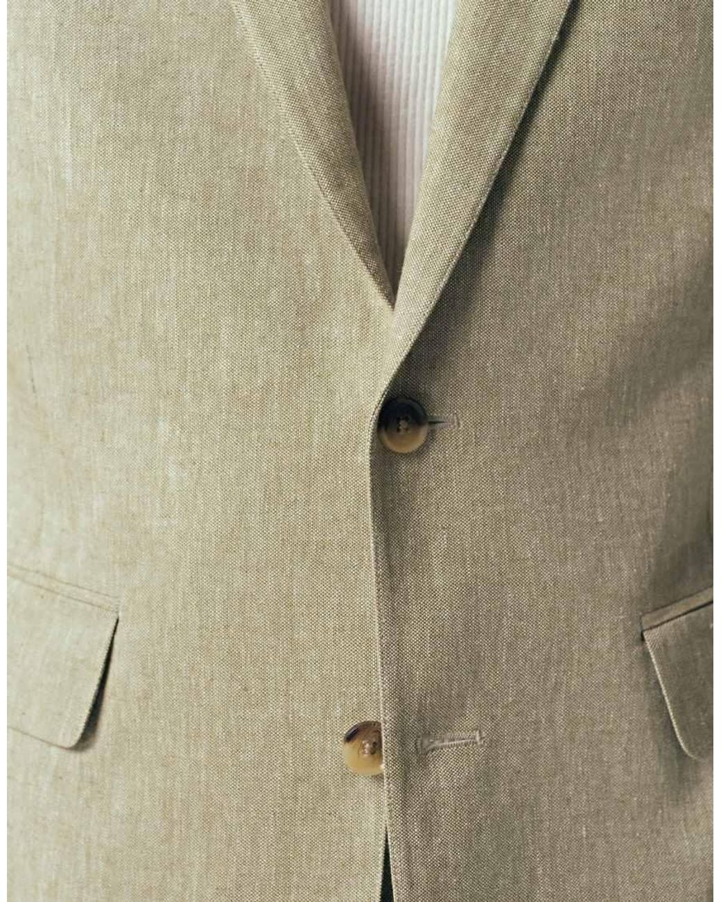 Abercrombie & Fitch Natural Linen Blend Slim Fit Single Breasted Blazer for men