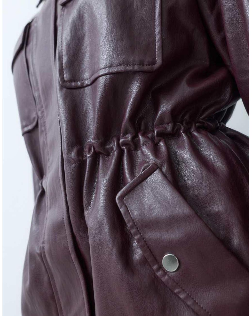 ONLY Purple Tie Waist Faux Leather Jacket