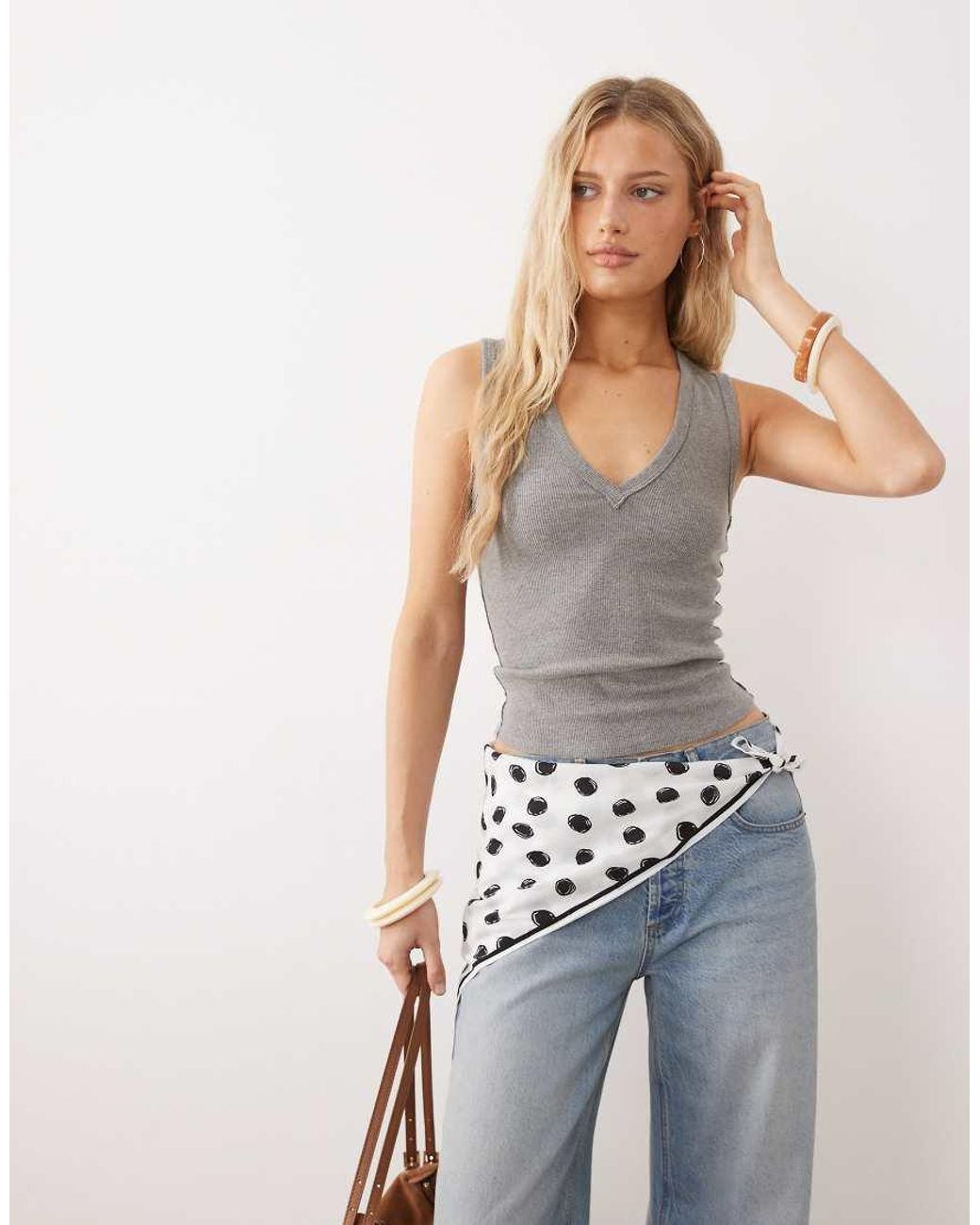 Free People Gray Neria Tank Top