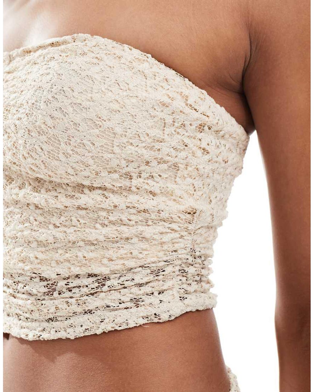 New Look White Lace Bandeau Top