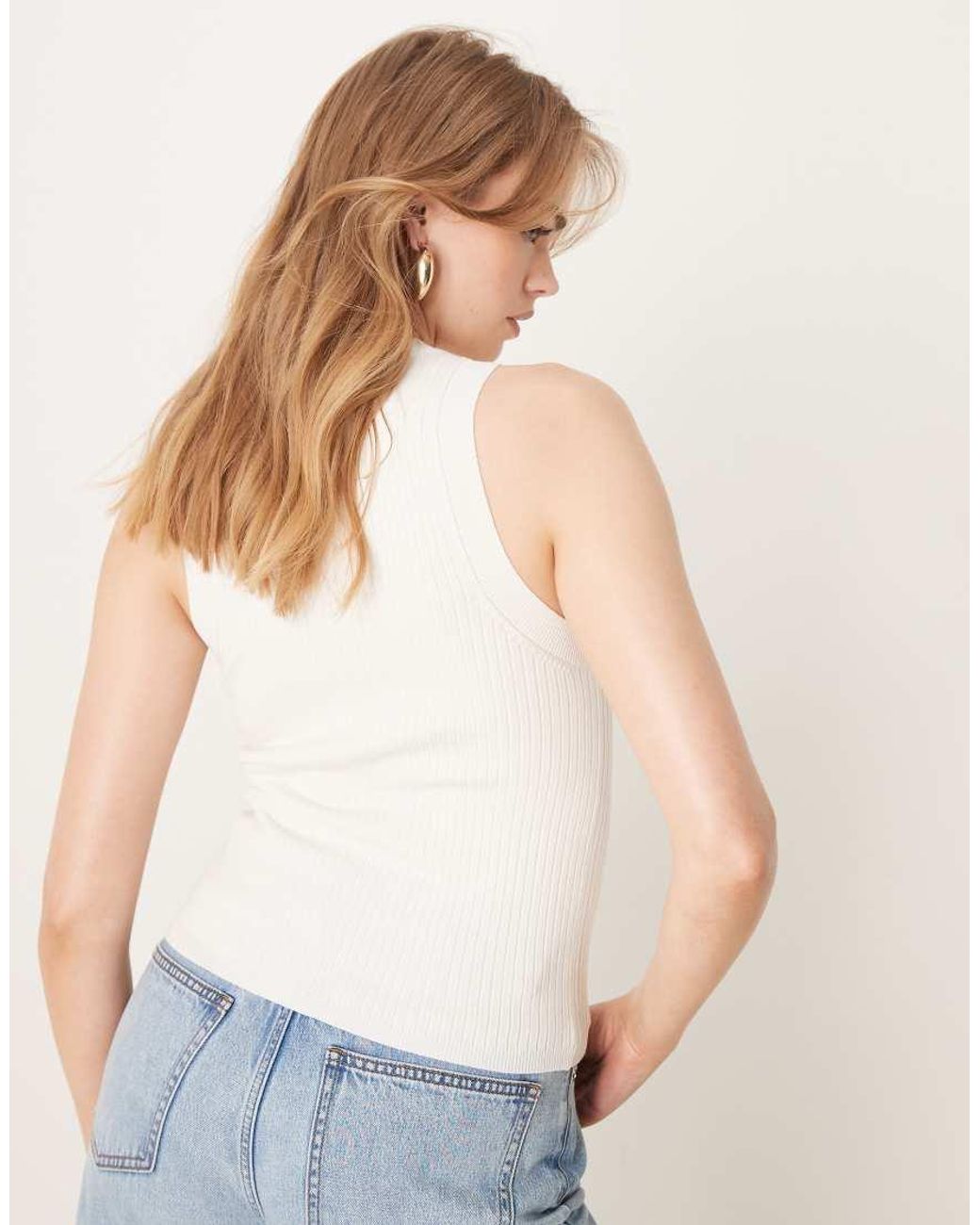 Jdy Natural Ribbed Knitted Tank Top