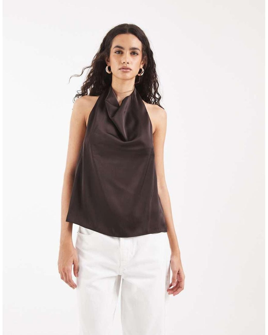 Vero Moda Black Satin Halterneck Top