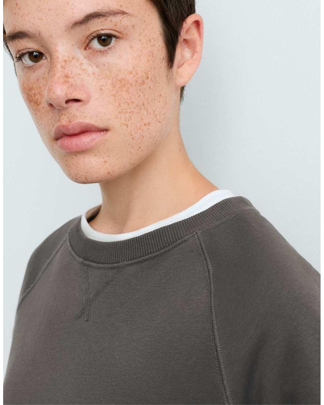 Oysho Gray Cotton Round Neck Sweatshirt