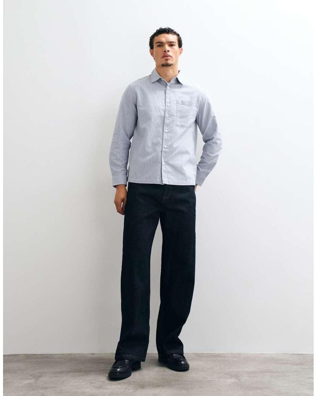 New Look Blue Boxy Stripe Shirt for men