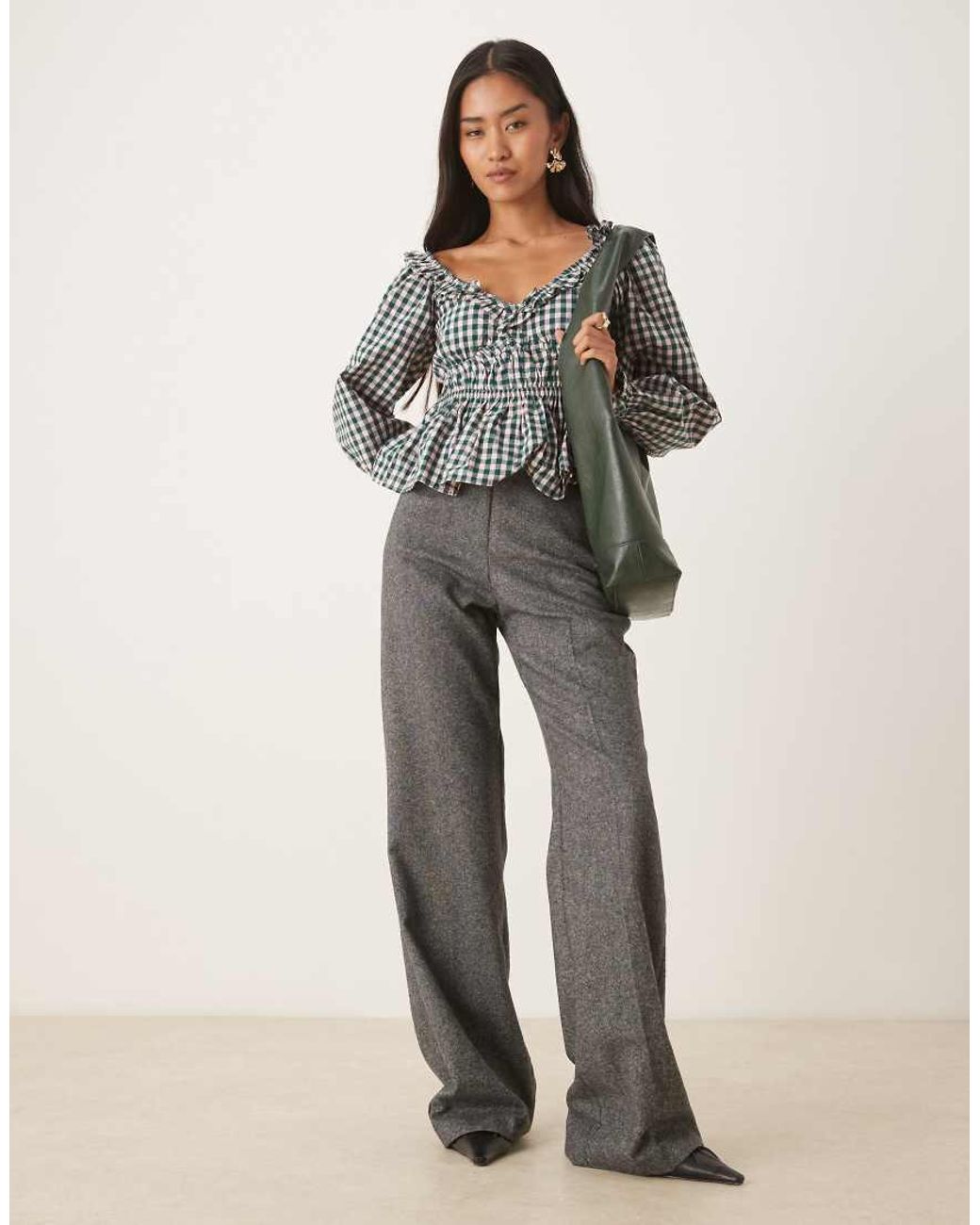 Nobody's Child Gray taggie Milkmaid Blouse
