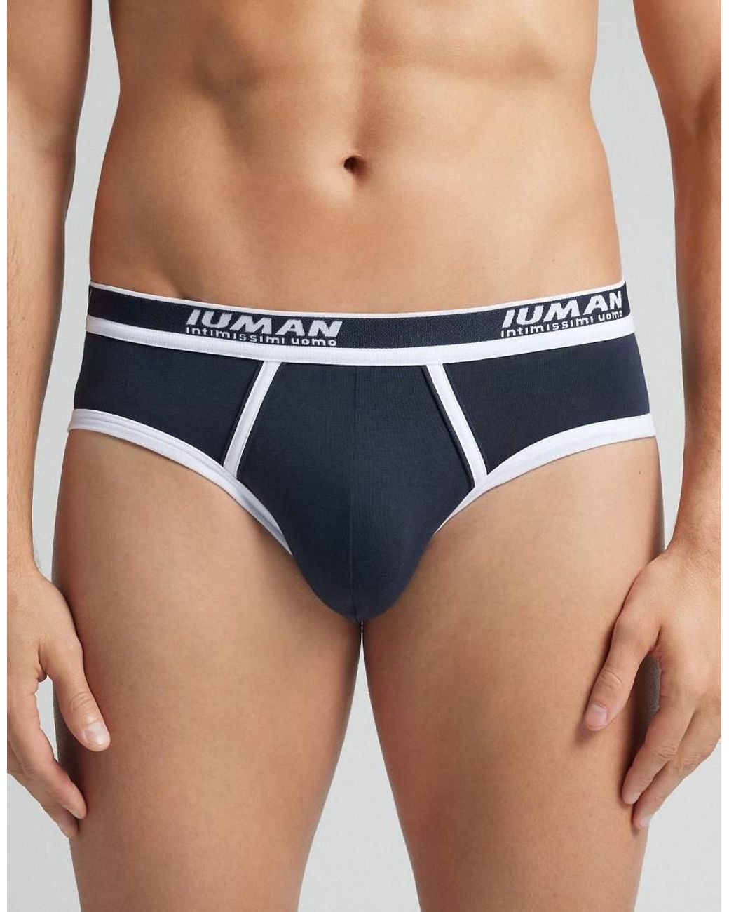 Intimissimi Blue Superior Cotton Briefs With Logo for men