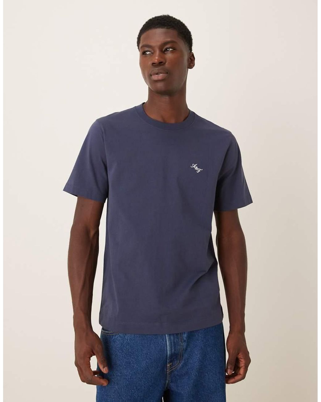 Abercrombie & Fitch Blue Script Logo Back Print T-shirt for men