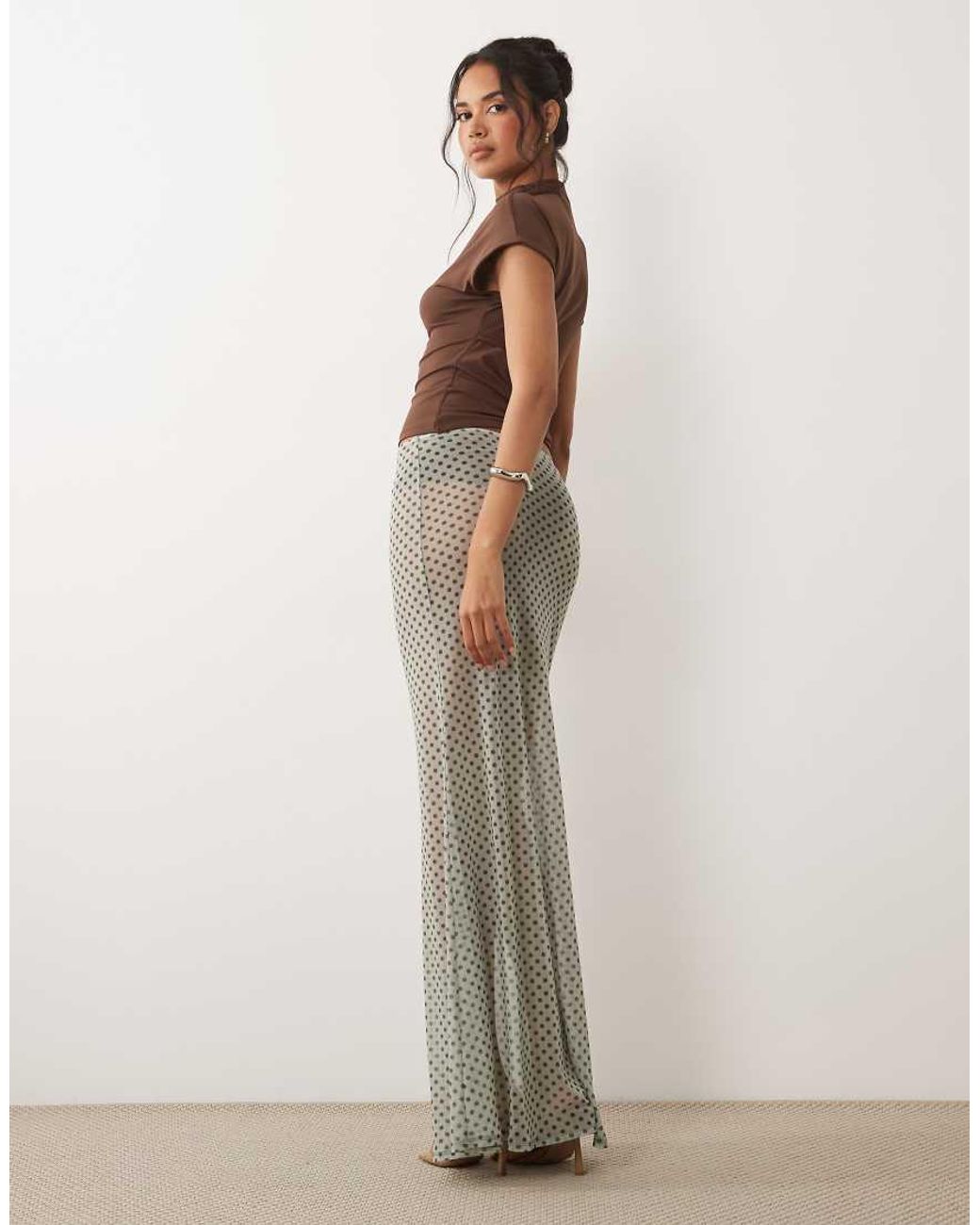 ASOS White Printed Sheer Mesh Maxi Skirt