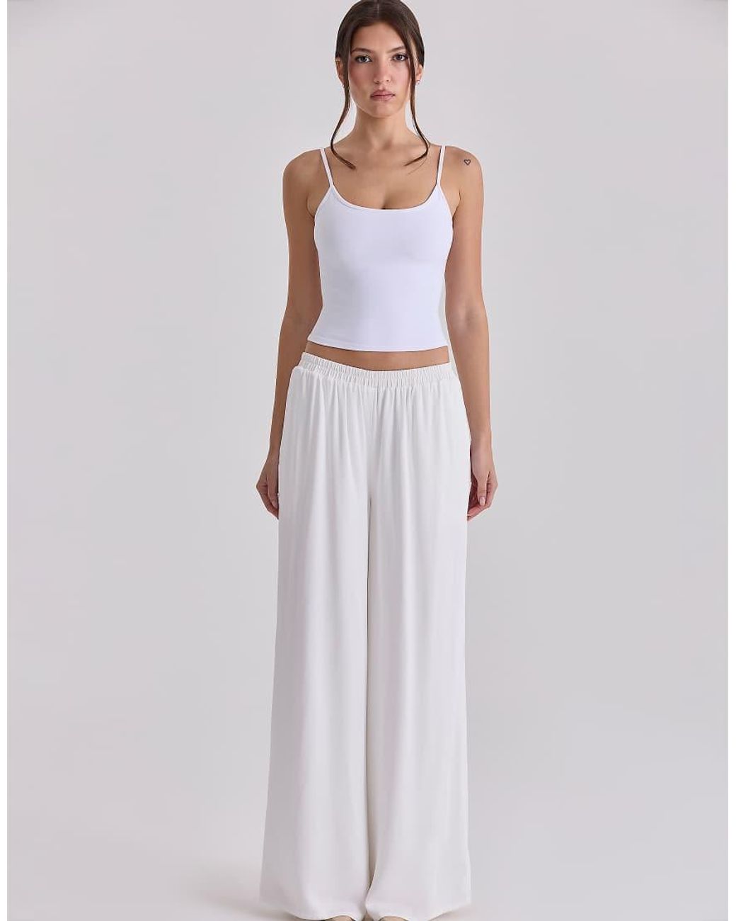 House Of Cb White Alexa Ivory Wide Leg Trousers