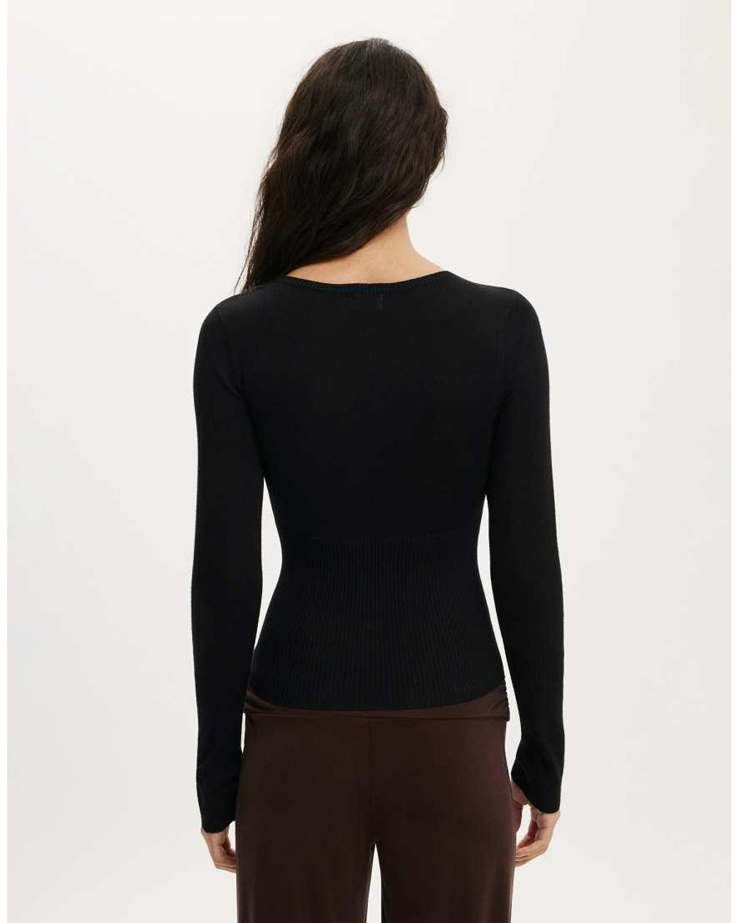 Cotton On Black Close Knit V-Neck Top