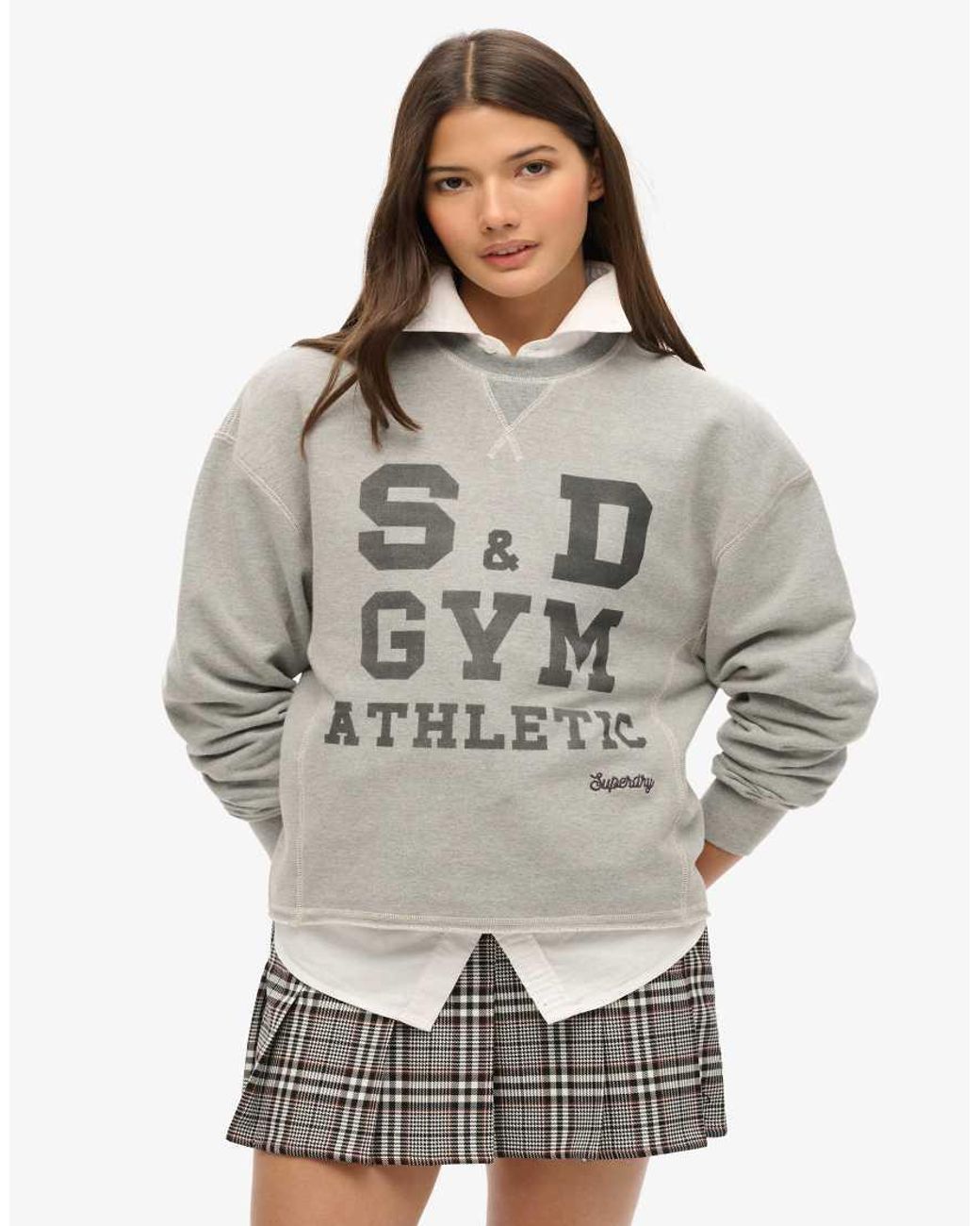 Superdry Gray Vintage Tweed Pleat Mini Skirt