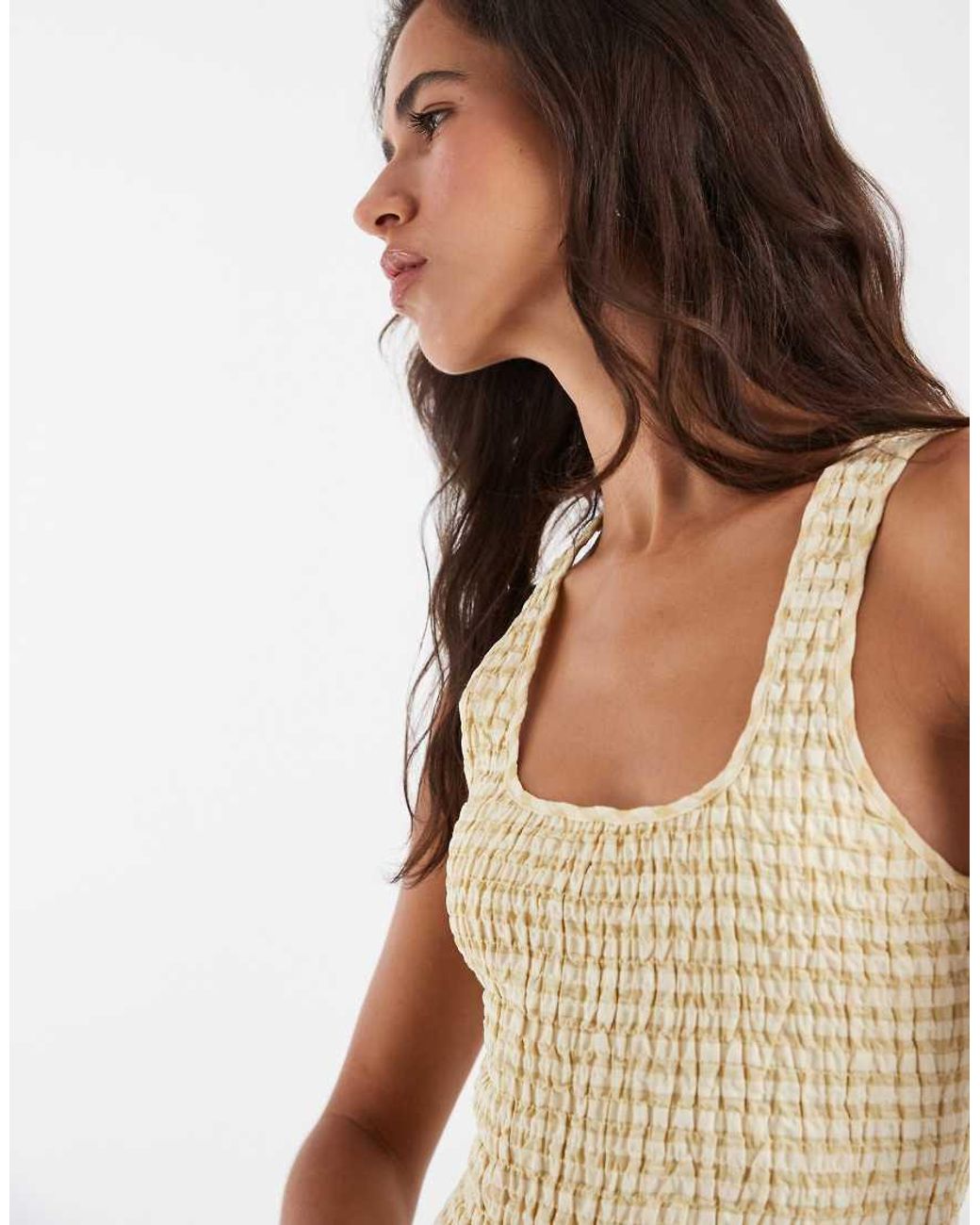 ASOS Natural Shirred Maxi Dress