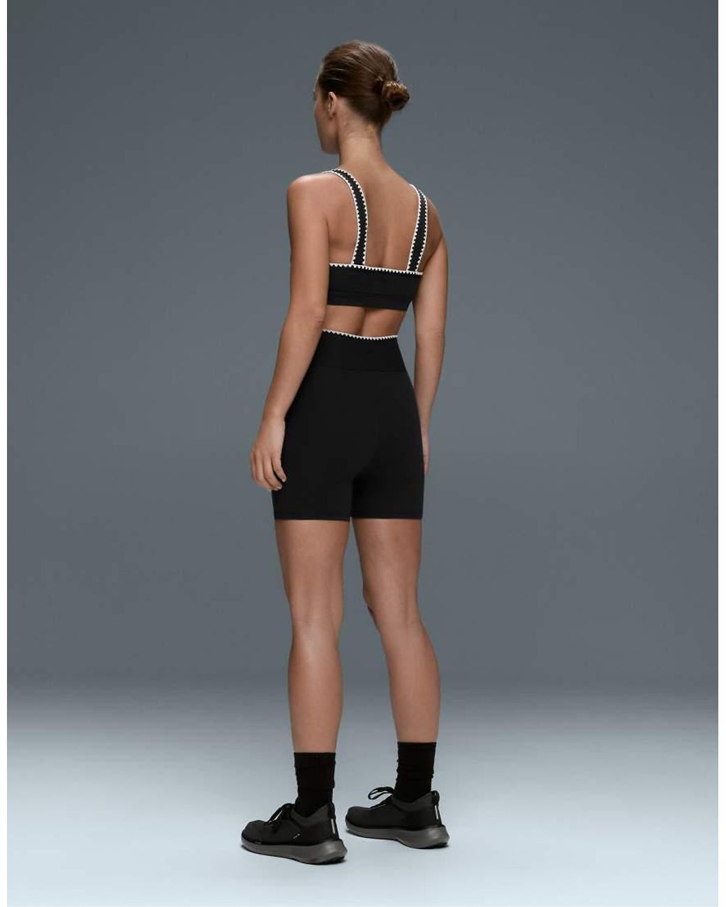 Oysho Blue Comfortlux V-Waist 10Cm Hot Pants With Contrast Stitching